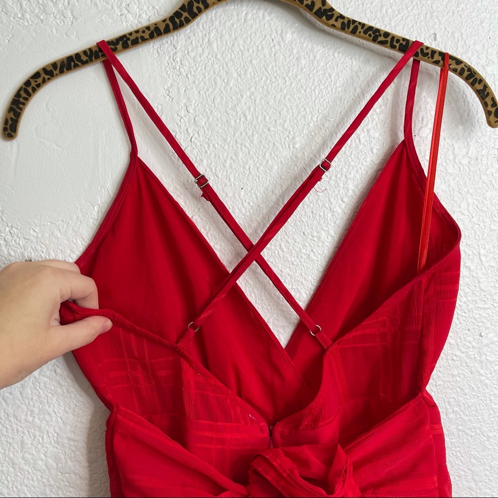 Princess Polly Red Ruffled Romper - Picture 7 of 9
